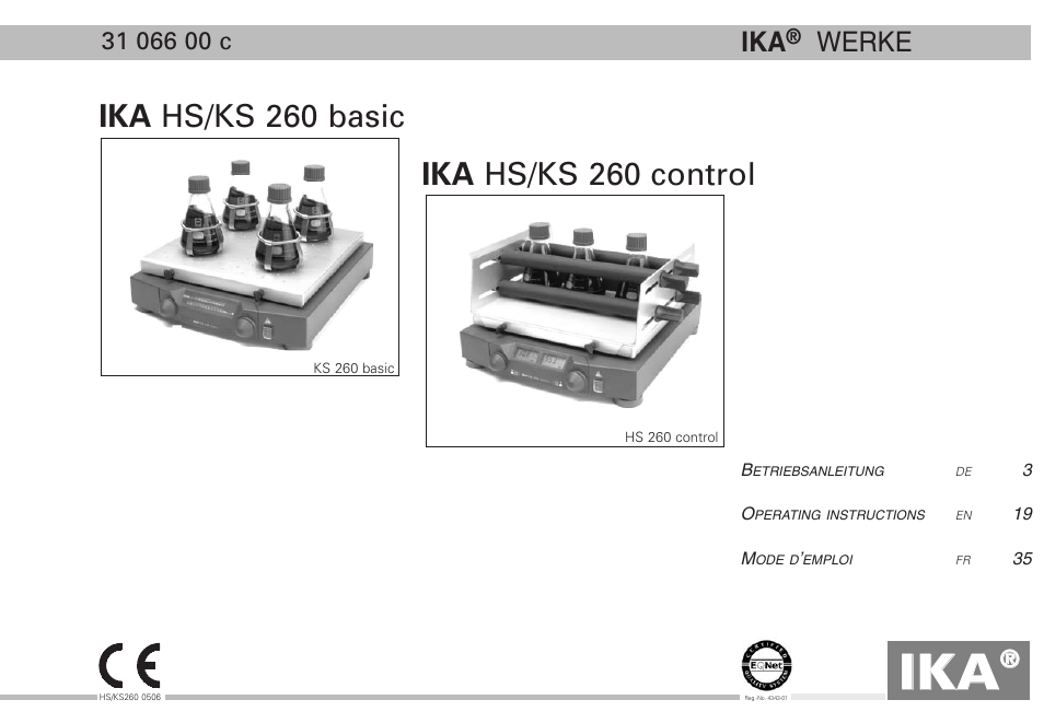 IKA KS 260 control User Manual | 56 pages