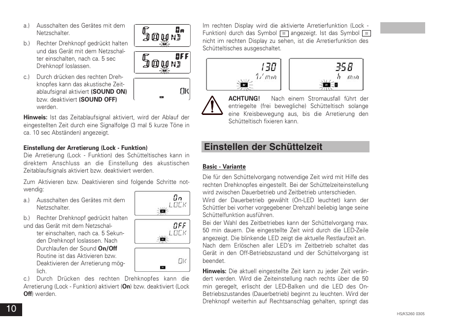 Einstellen der schüttelzeit | IKA KS 260 control User Manual | Page 10 / 56