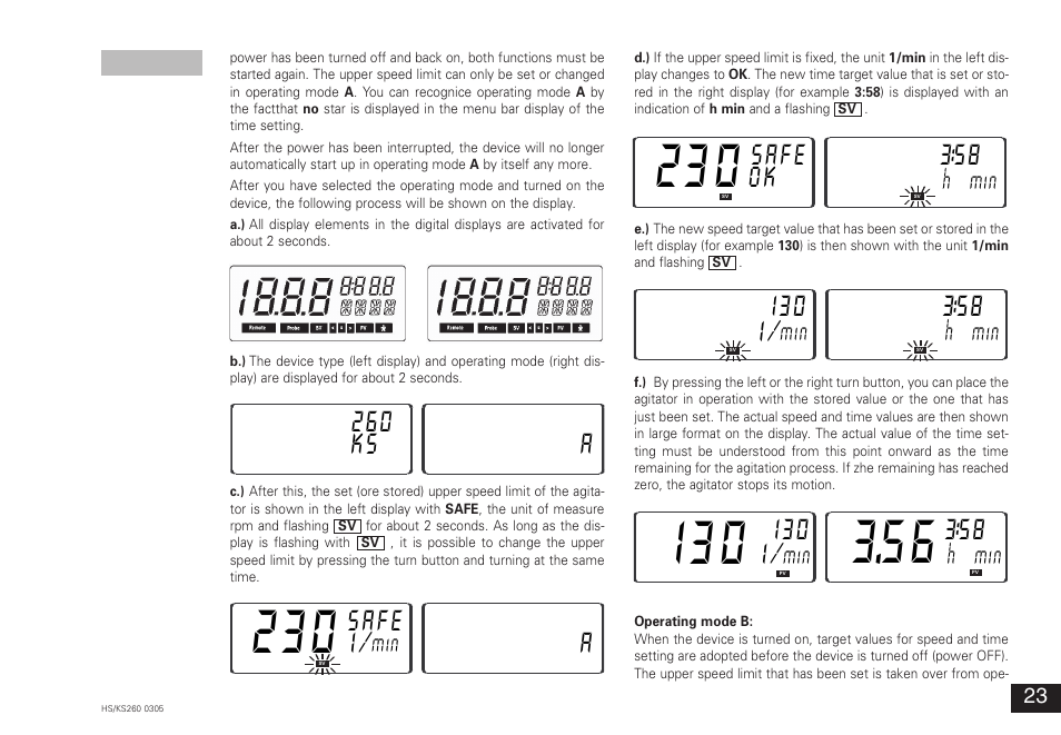 260 ks a, Safe, Ok i30 i | I30 i | IKA KS 260 control User Manual | Page 23 / 56