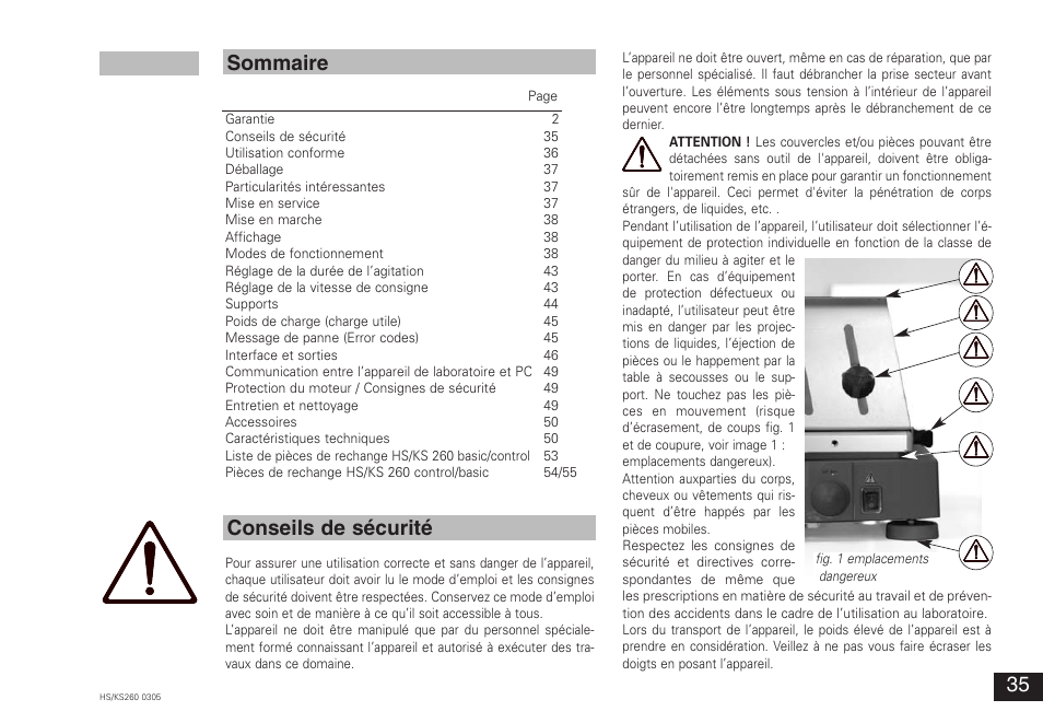 Sommaire conseils de sécurité | IKA KS 260 control User Manual | Page 35 / 56