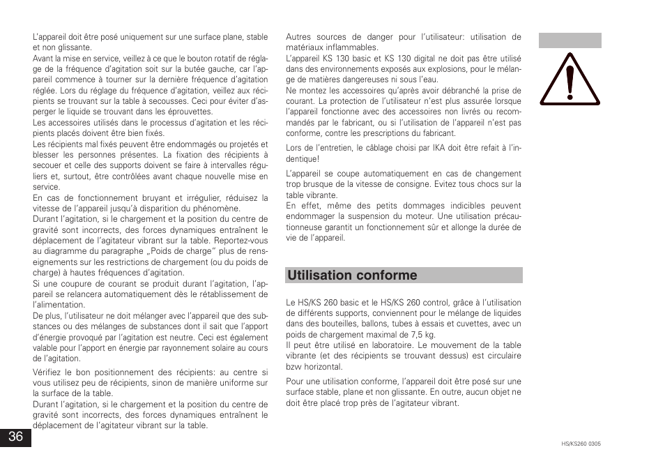 Utilisation conforme | IKA KS 260 control User Manual | Page 36 / 56