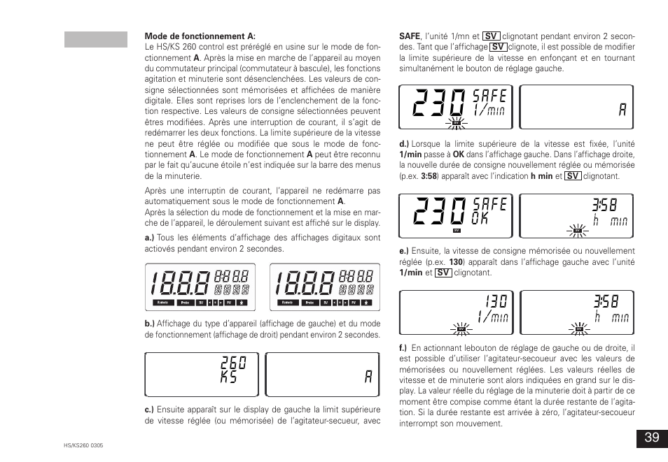 260 ks a, Safe, Ok i30 i | IKA KS 260 control User Manual | Page 39 / 56