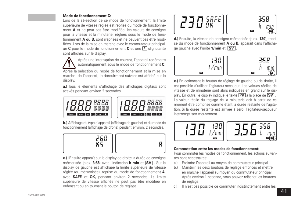 260 ks a, Safe, I30 i | IKA KS 260 control User Manual | Page 41 / 56