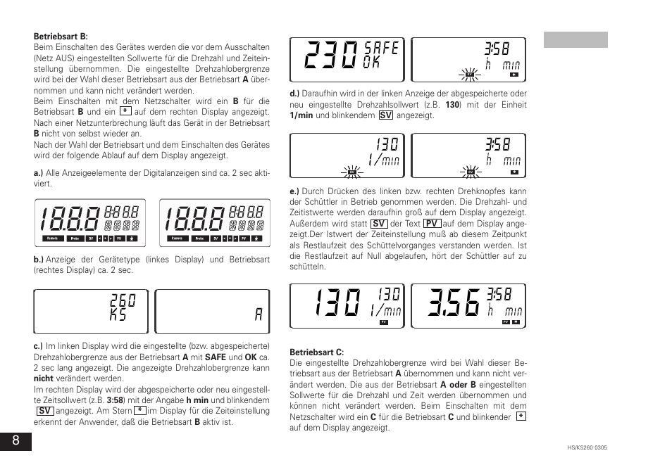 260 ks a, Safe, I30 i | IKA KS 260 control User Manual | Page 8 / 56