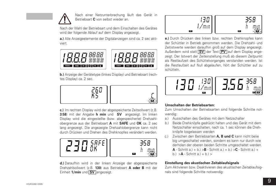 260 ks c, Safe, I30 i | IKA KS 260 control User Manual | Page 9 / 56