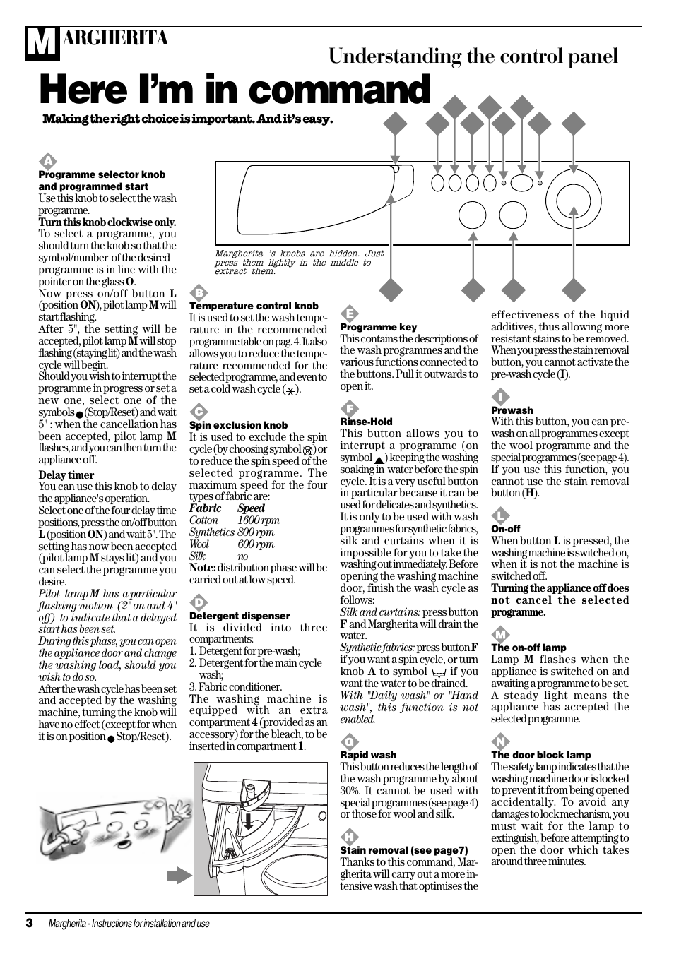 Here im in command, Understanding the control panel, Argherita | Ariston MARGHERITA A 1635 User Manual | Page 4 / 16