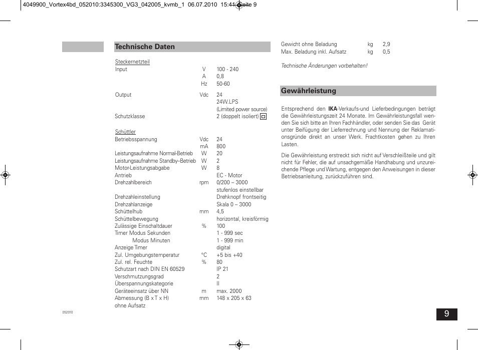 IKA Vortex 4 basic User Manual | Page 9 / 42