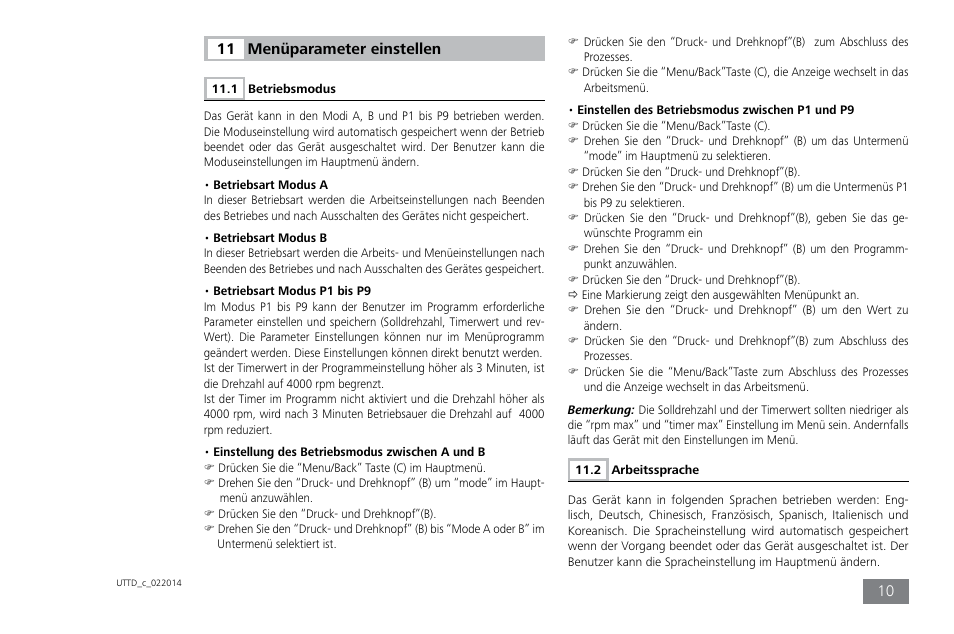 Menüparameter einstellen | IKA ULTRA-TURRAX Tube Drive control User Manual | Page 10 / 72