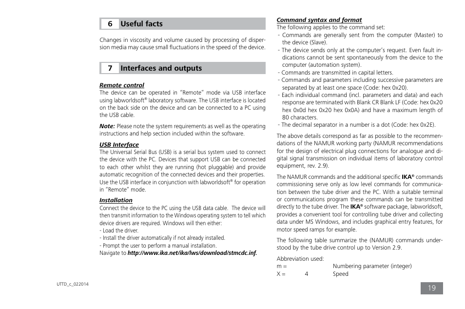 Useful facts, 6interfaces and outputs | IKA ULTRA-TURRAX Tube Drive control User Manual | Page 19 / 72