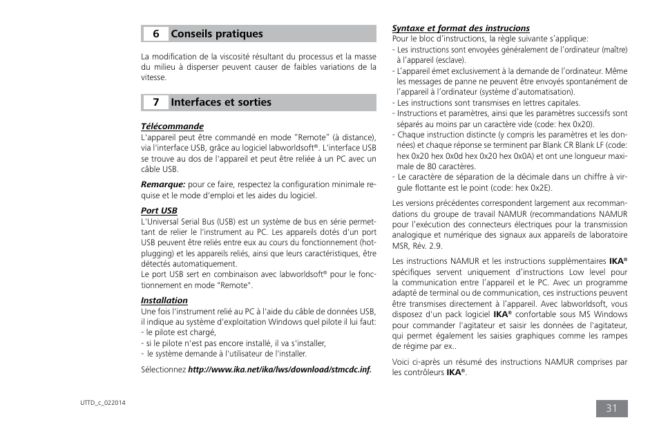 Conseils pratiques, 6interfaces et sorties | IKA ULTRA-TURRAX Tube Drive control User Manual | Page 31 / 72