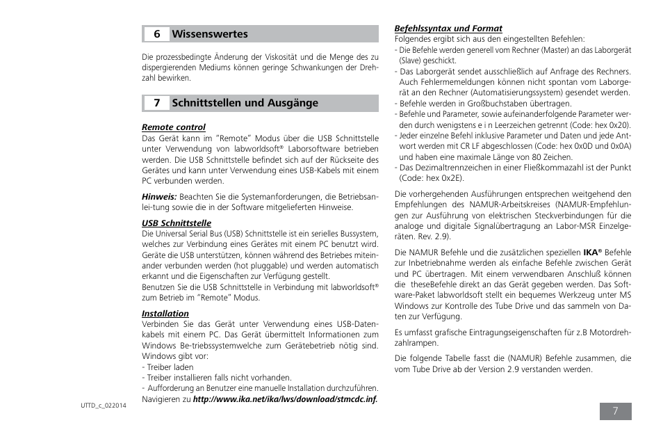 Wissenswertes, 6schnittstellen und ausgänge | IKA ULTRA-TURRAX Tube Drive control User Manual | Page 7 / 72