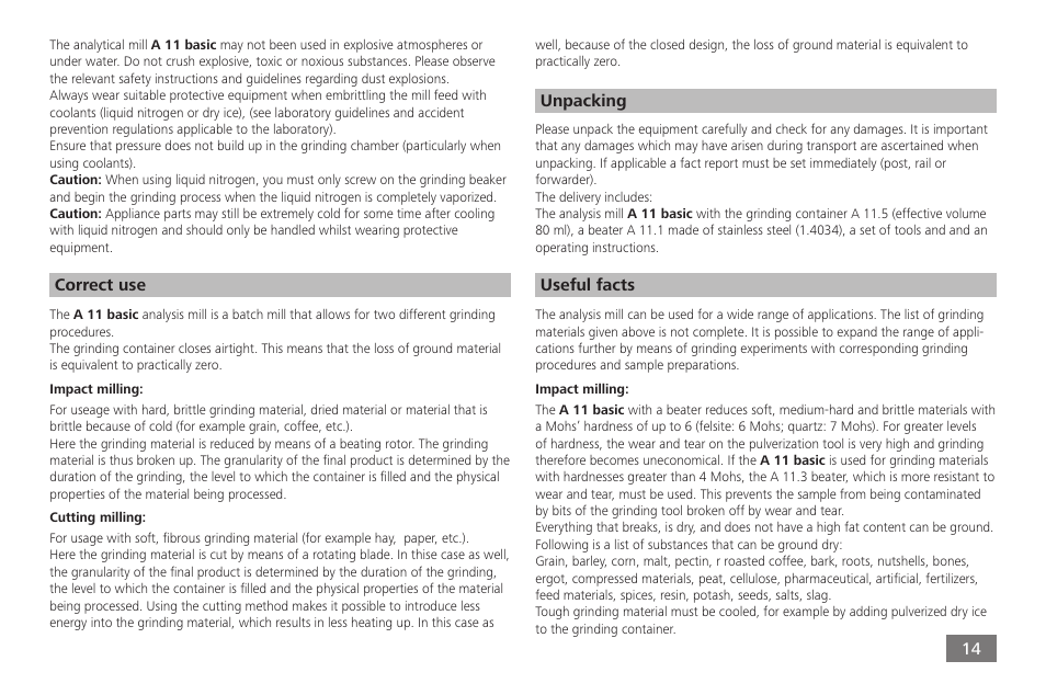 IKA A 11 basic User Manual | Page 14 / 60