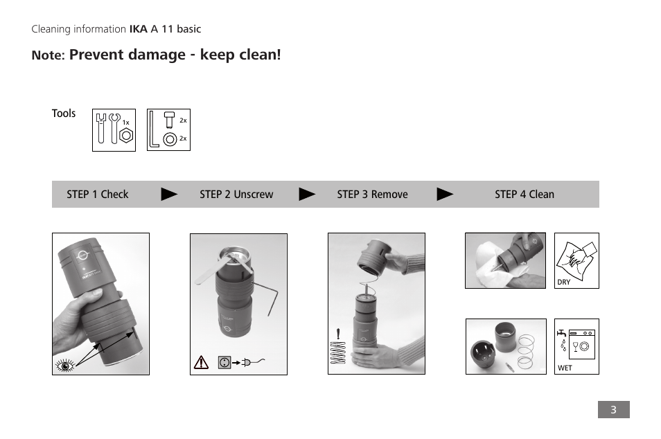 Prevent damage - keep clean | IKA A 11 basic User Manual | Page 3 / 60