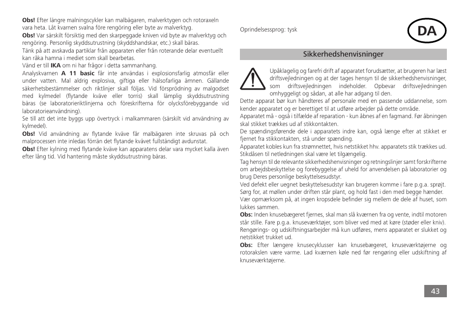 IKA A 11 basic User Manual | Page 43 / 60