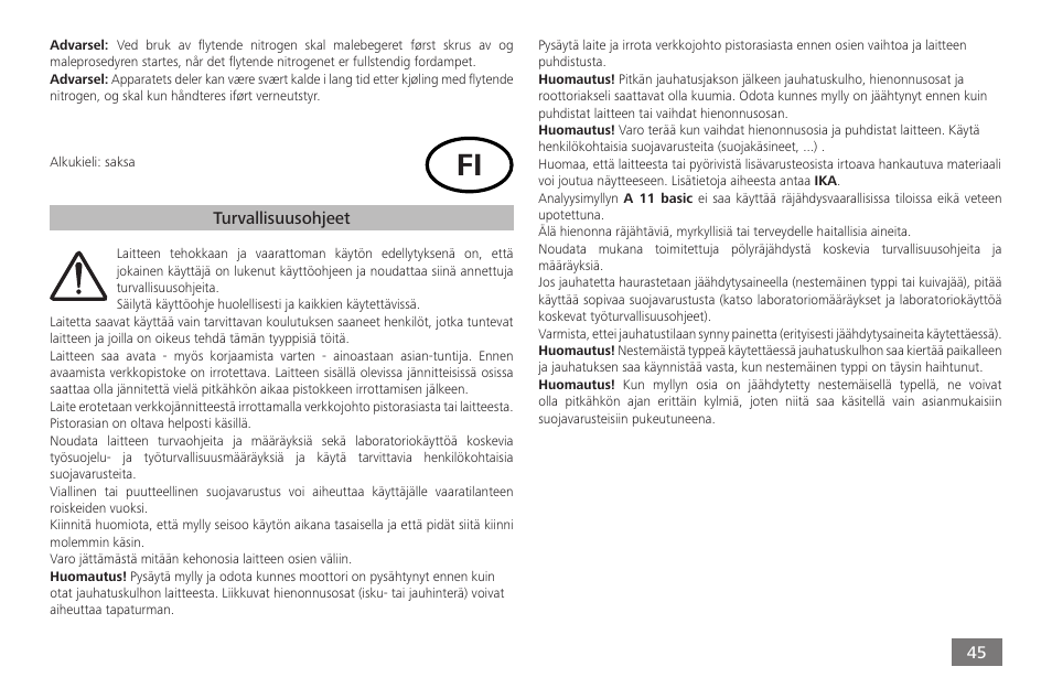 IKA A 11 basic User Manual | Page 45 / 60