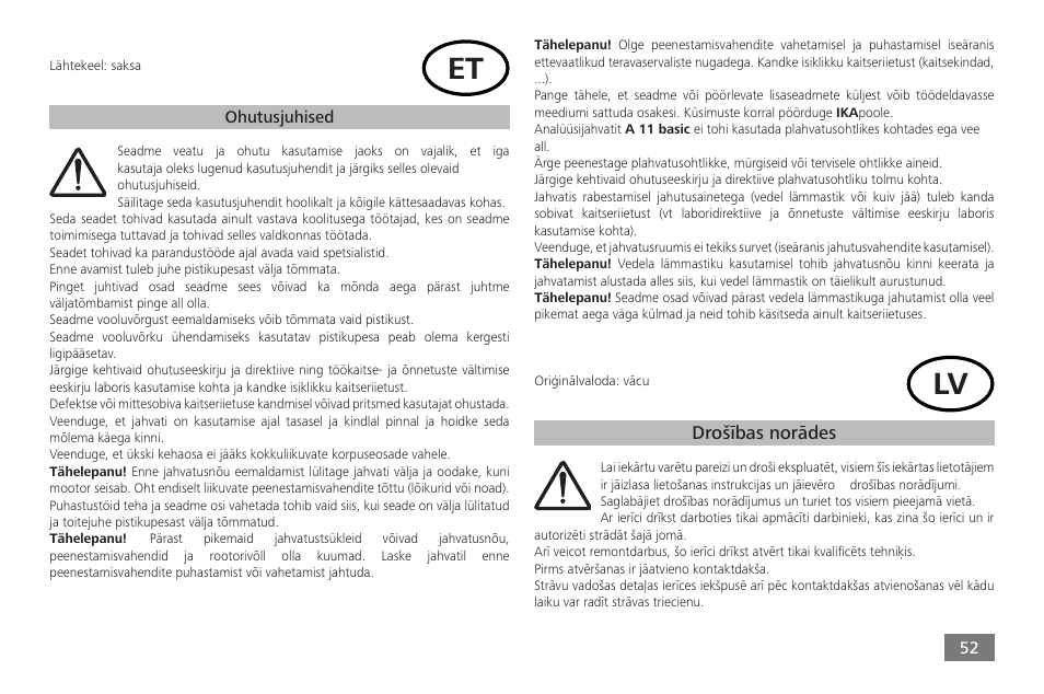 IKA A 11 basic User Manual | Page 52 / 60