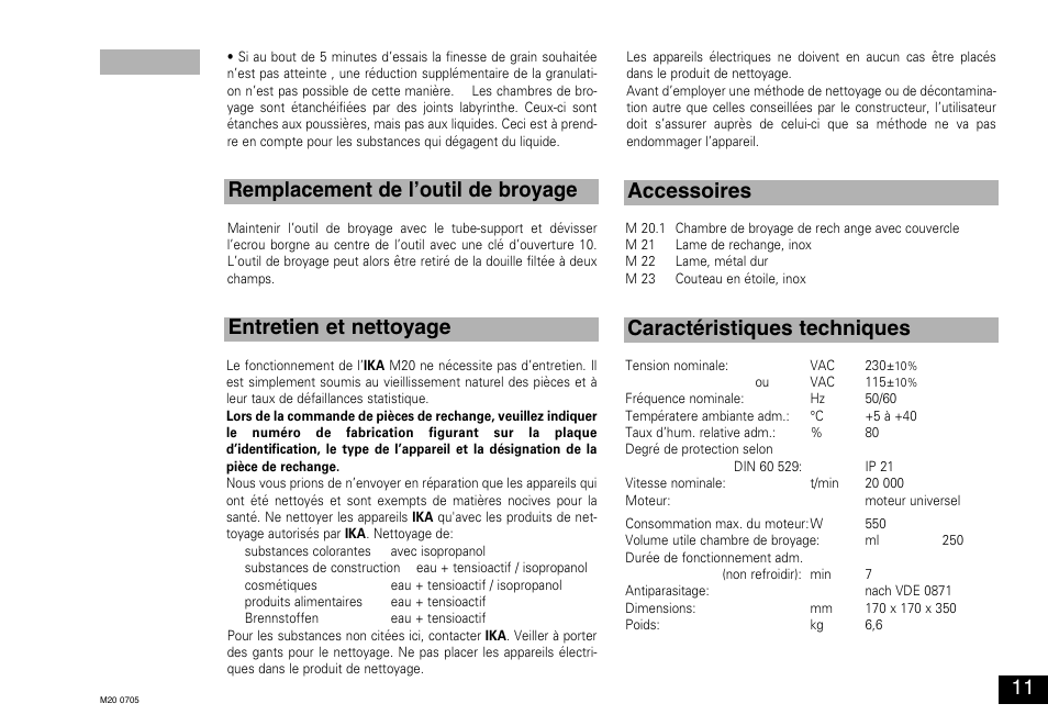 IKA M 20 Universal mill User Manual | Page 11 / 16