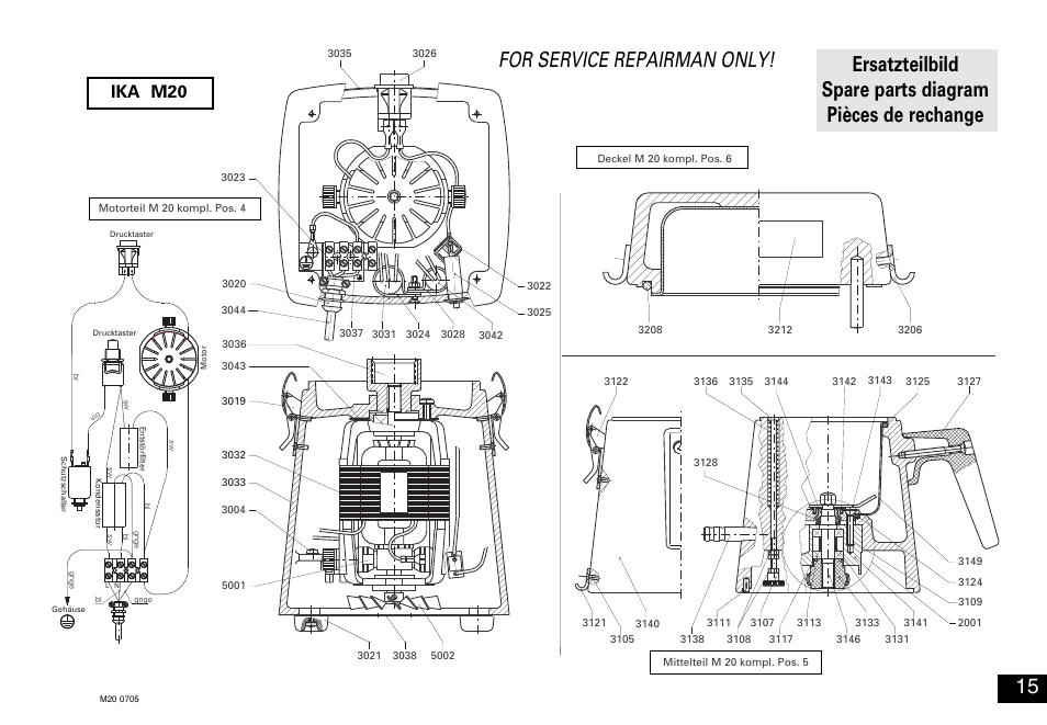 For service repairman only, Ika m20 | IKA M 20 Universal mill User Manual | Page 15 / 16