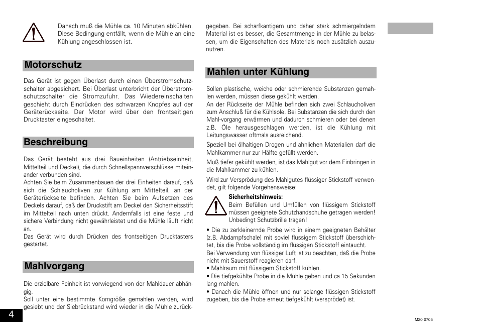 IKA M 20 Universal mill User Manual | Page 4 / 16