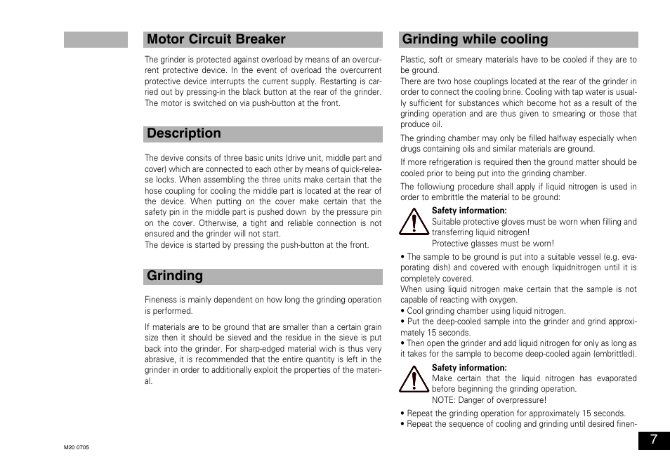 IKA M 20 Universal mill User Manual | Page 7 / 16