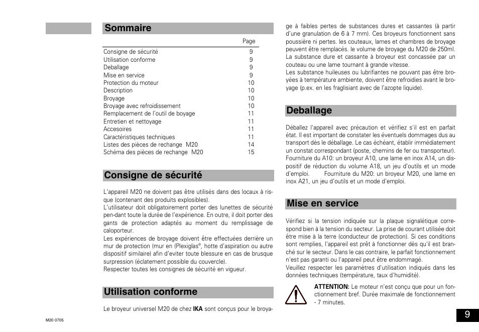 IKA M 20 Universal mill User Manual | Page 9 / 16