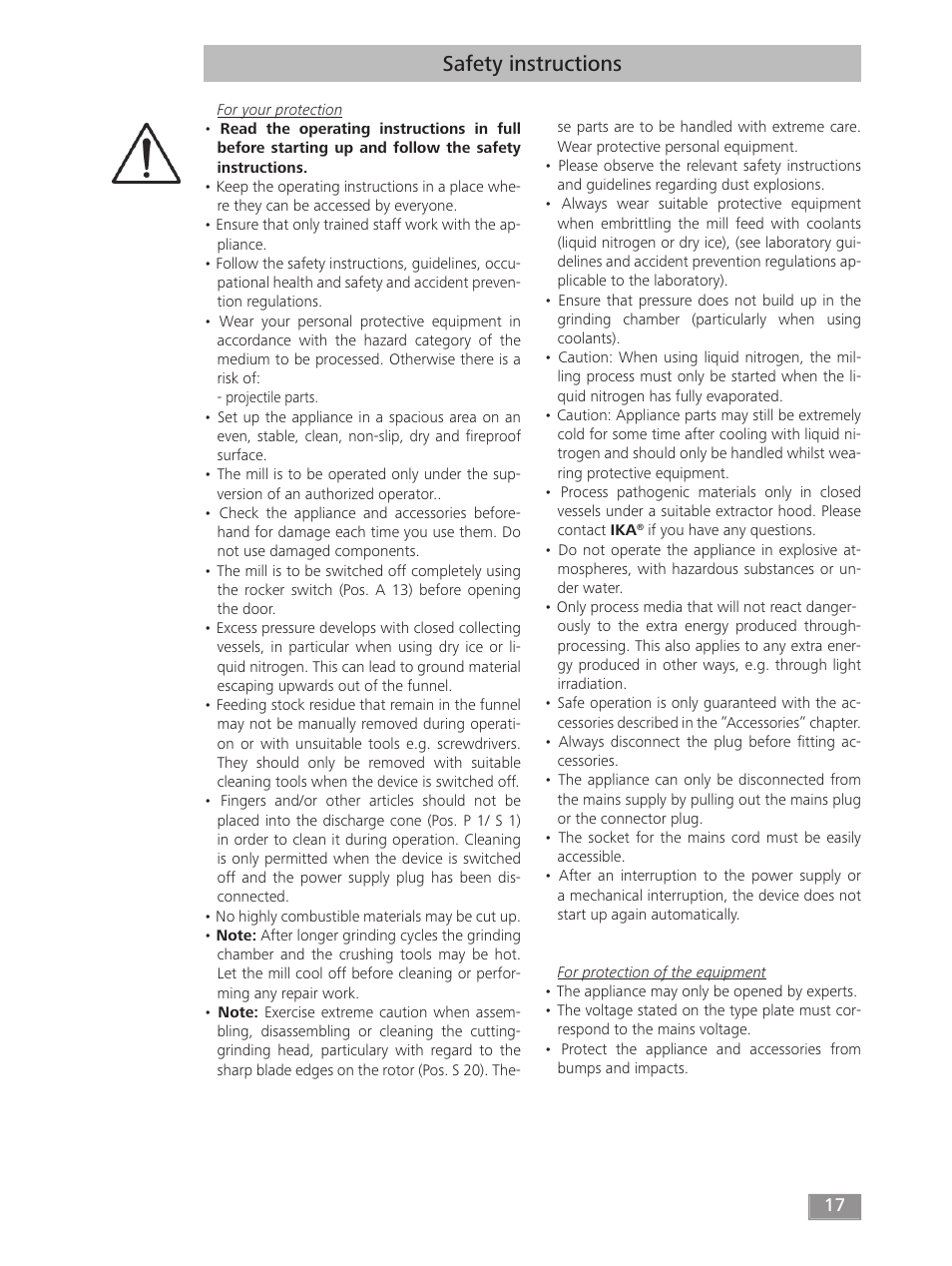 Safety instructions | IKA MF 10 basic User Manual | Page 17 / 140
