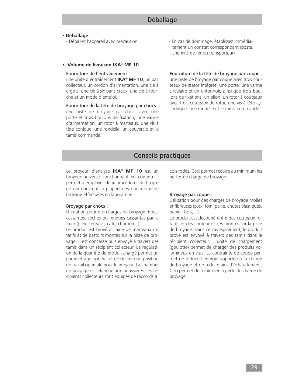 Déballage conseils practiques | IKA MF 10 basic User Manual | Page 29 / 140