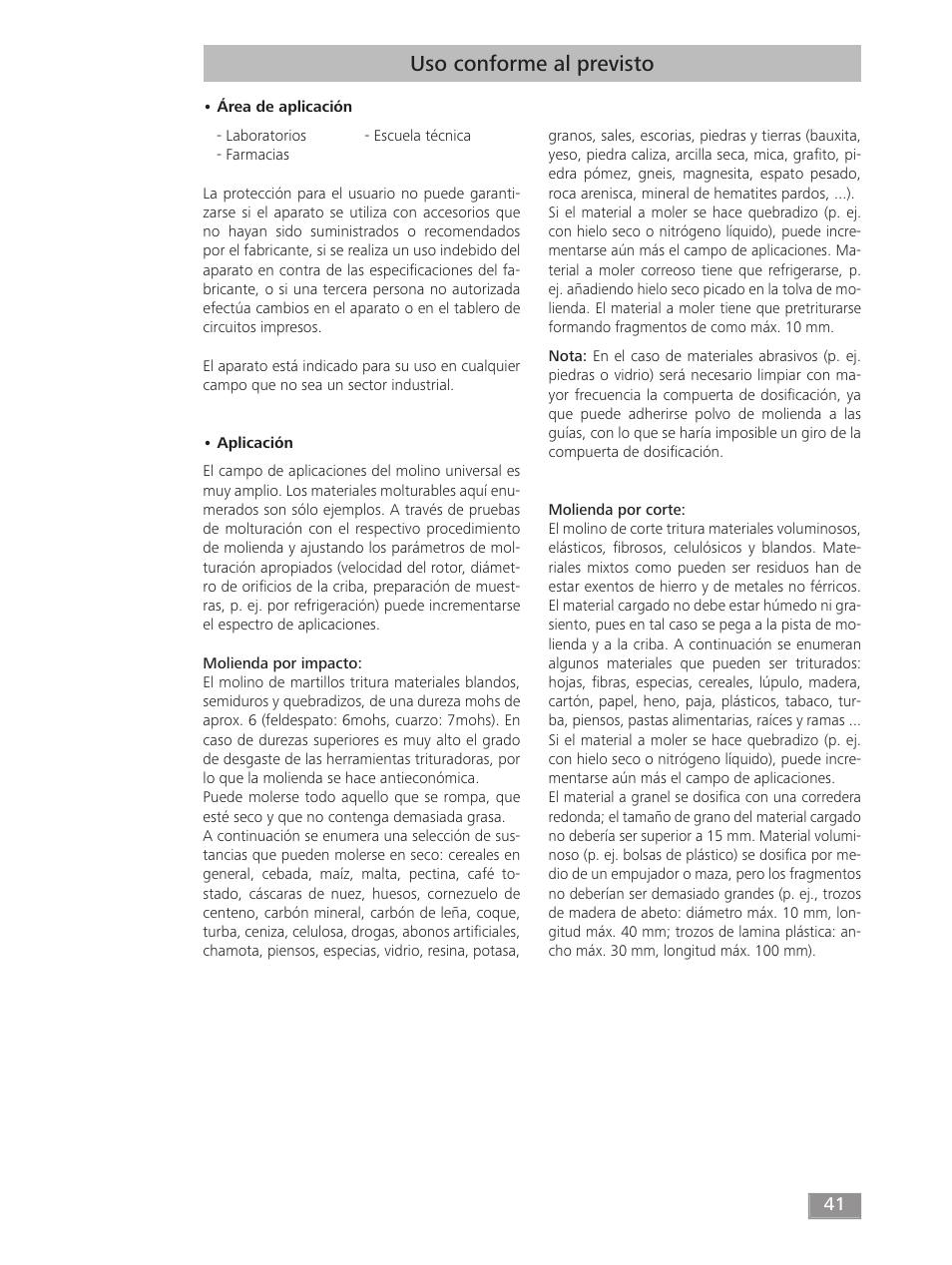 Uso conforme al previsto | IKA MF 10 basic User Manual | Page 41 / 140