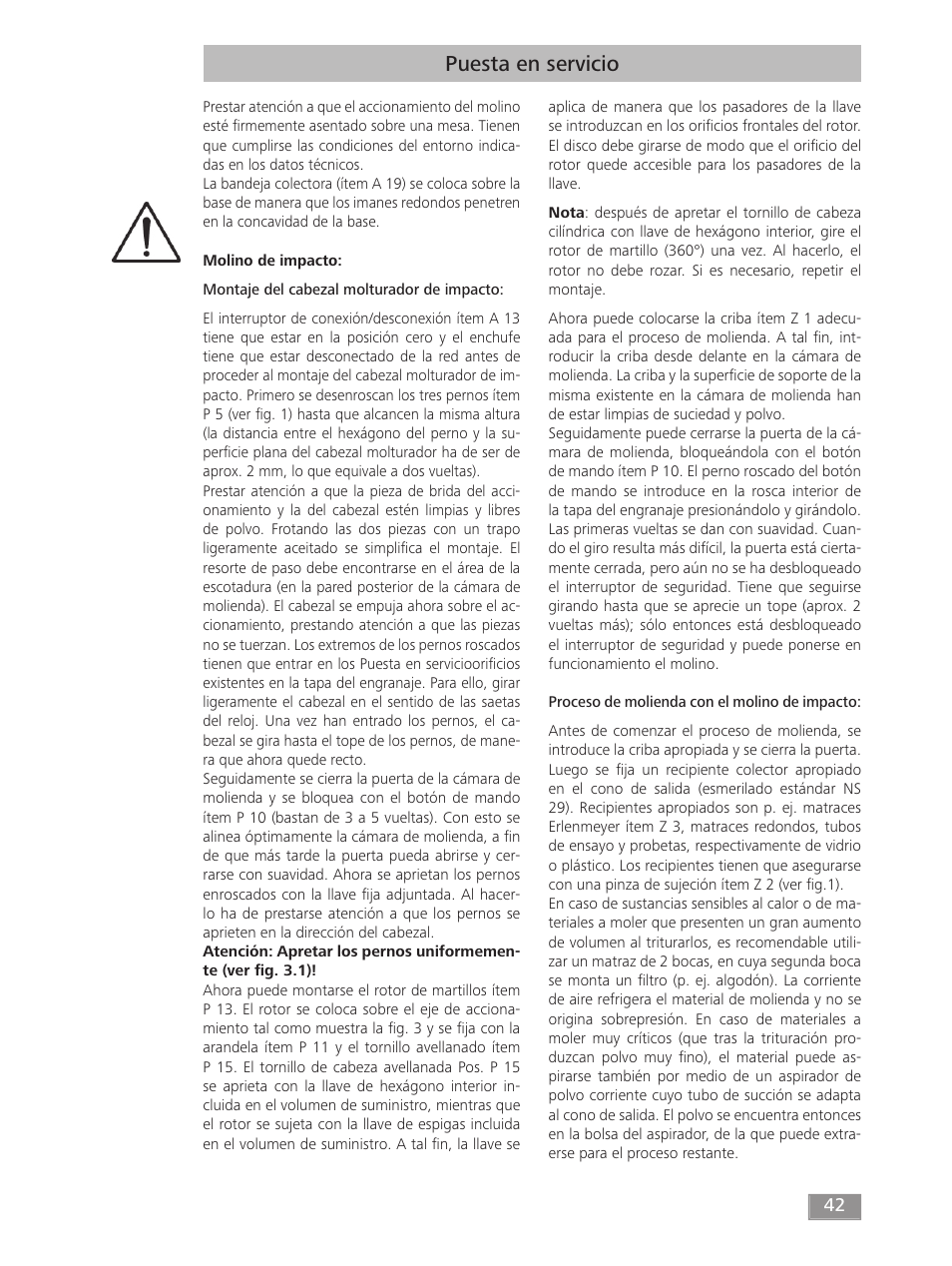 Puesta en servicio | IKA MF 10 basic User Manual | Page 42 / 140