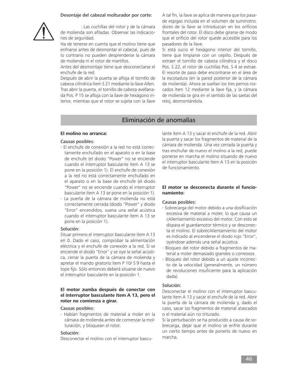 Eliminación de anomalías | IKA MF 10 basic User Manual | Page 46 / 140