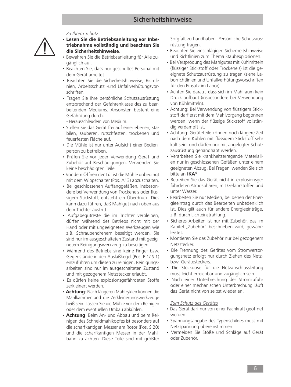 Sicherheitshinweise | IKA MF 10 basic User Manual | Page 6 / 140