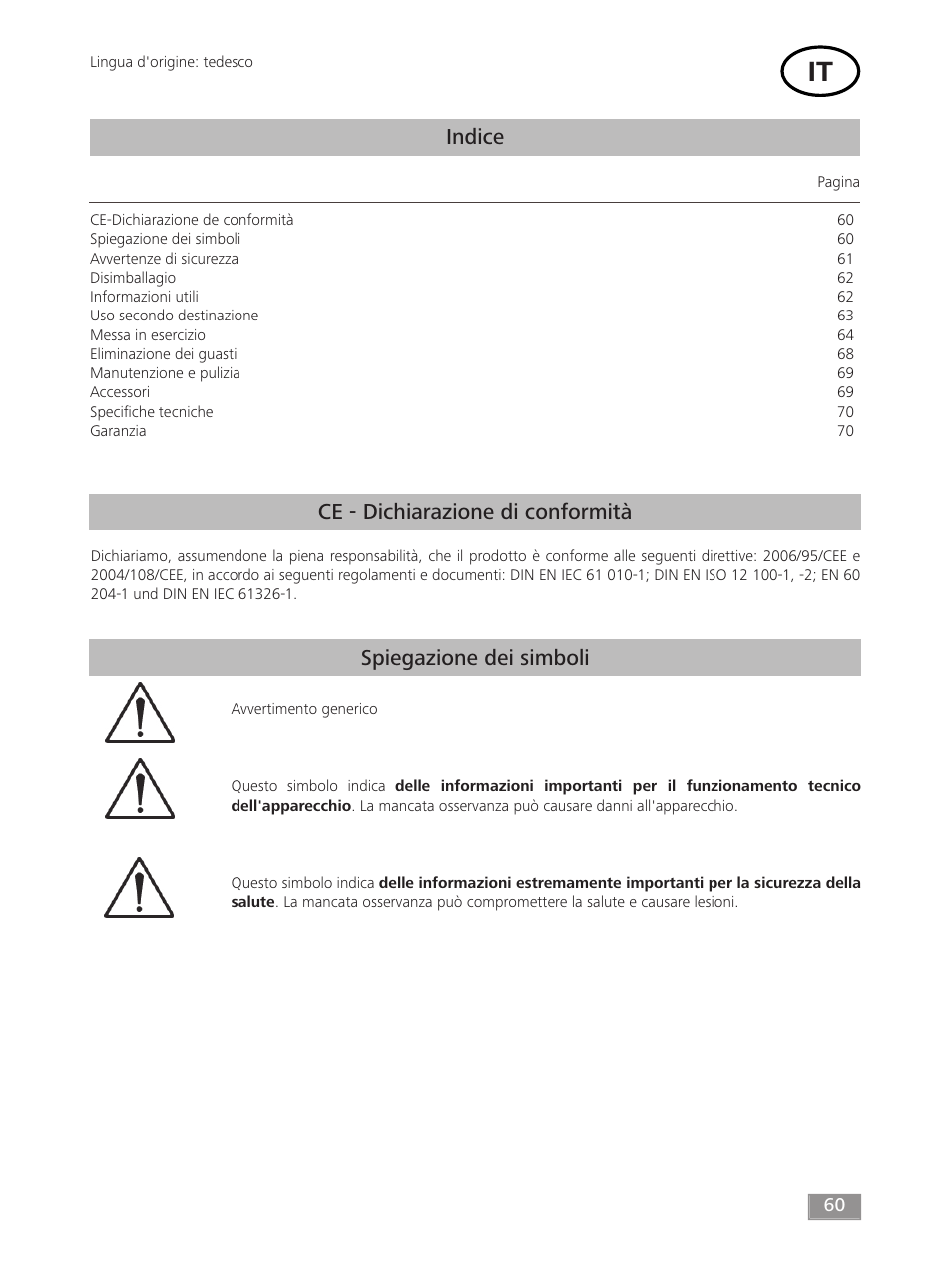 Indice | IKA MF 10 basic User Manual | Page 60 / 140