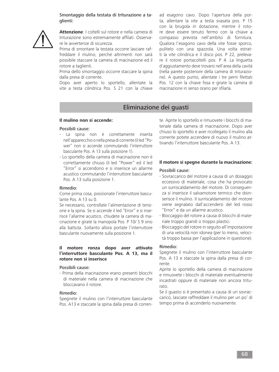 Eliminazione dei guasti | IKA MF 10 basic User Manual | Page 68 / 140
