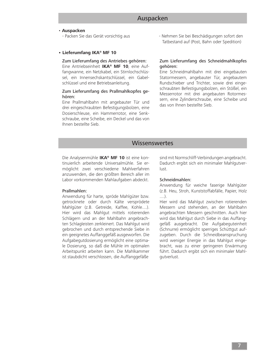 Auspacken wissenswertes | IKA MF 10 basic User Manual | Page 7 / 140