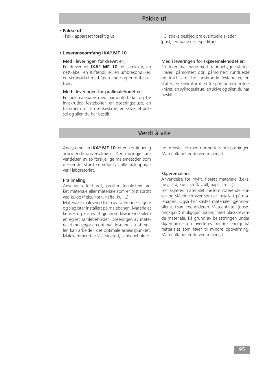Pakke ut verdt å vite | IKA MF 10 basic User Manual | Page 95 / 140