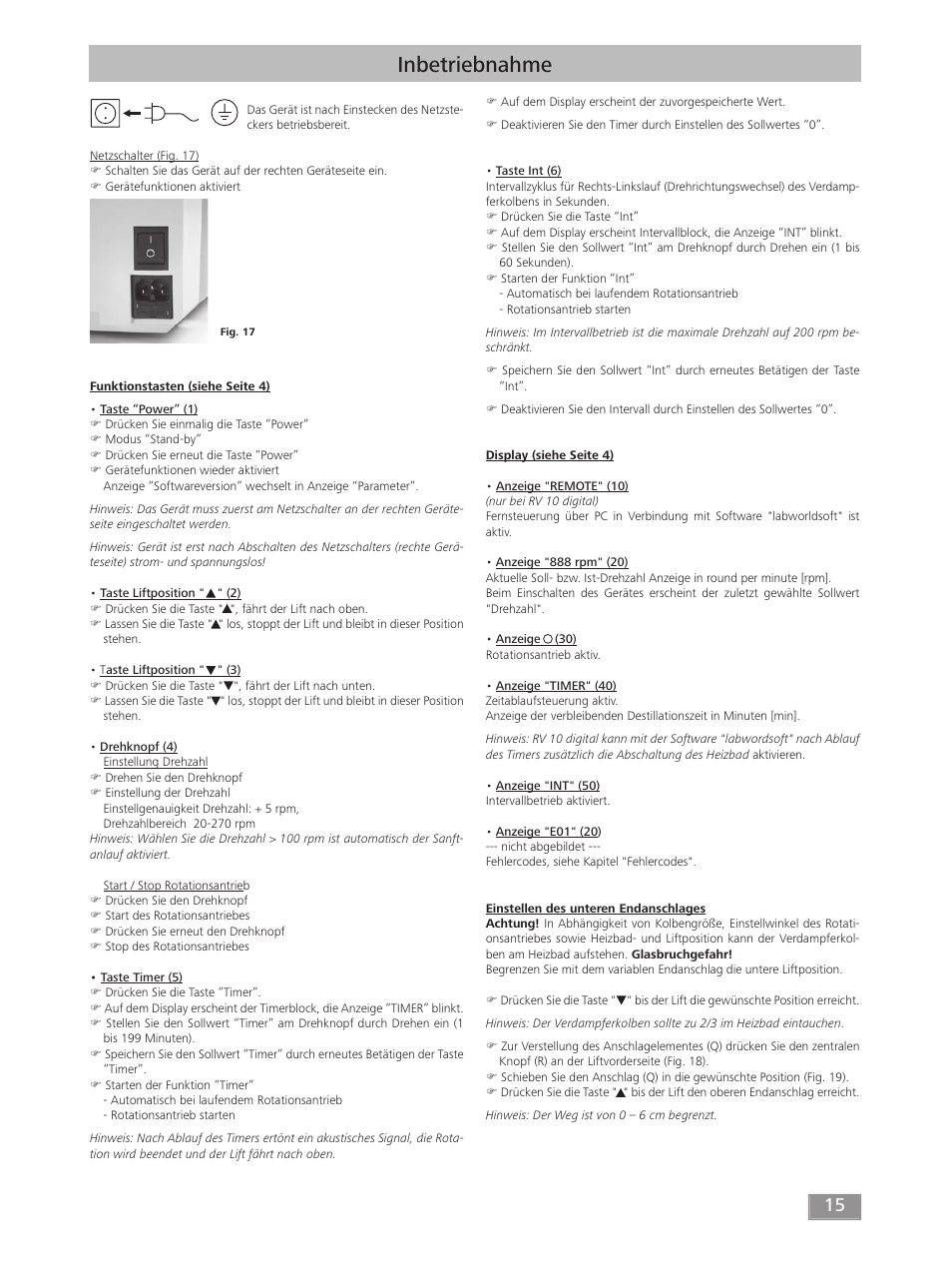 Inbetriebnahme | IKA RV 10 digital FLEX User Manual | Page 15 / 84