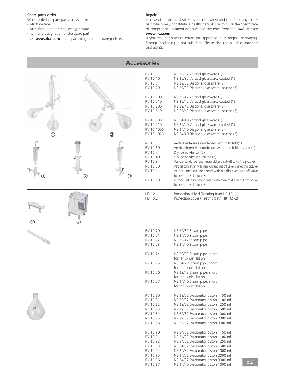 Accessories | IKA RV 10 digital FLEX User Manual | Page 32 / 84