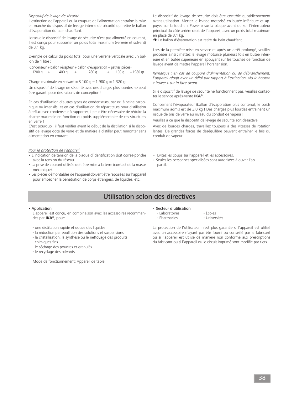 Utilisation selon des directives | IKA RV 10 digital FLEX User Manual | Page 38 / 84