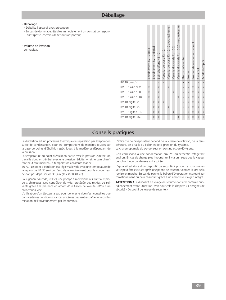 Déballage, Conseils pratiques | IKA RV 10 digital FLEX User Manual | Page 39 / 84