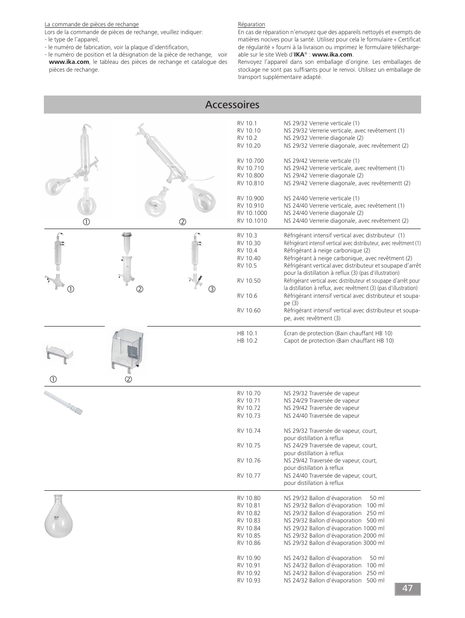 Accessoires | IKA RV 10 digital FLEX User Manual | Page 47 / 84