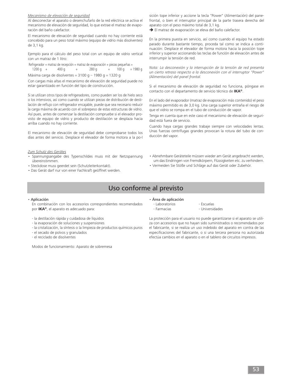 Uso conforme al previsto | IKA RV 10 digital FLEX User Manual | Page 53 / 84