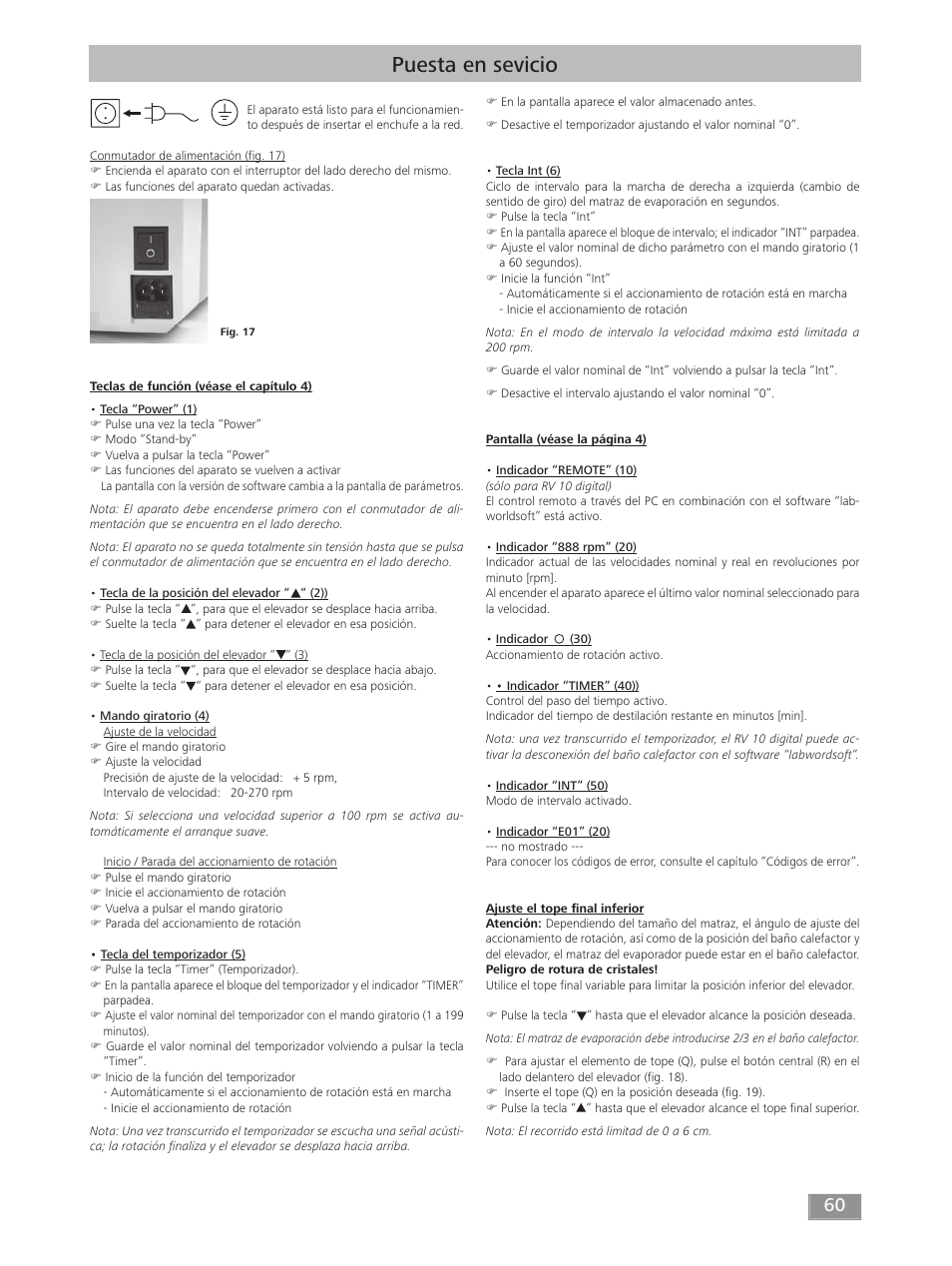 Puesta en sevicio | IKA RV 10 digital FLEX User Manual | Page 60 / 84