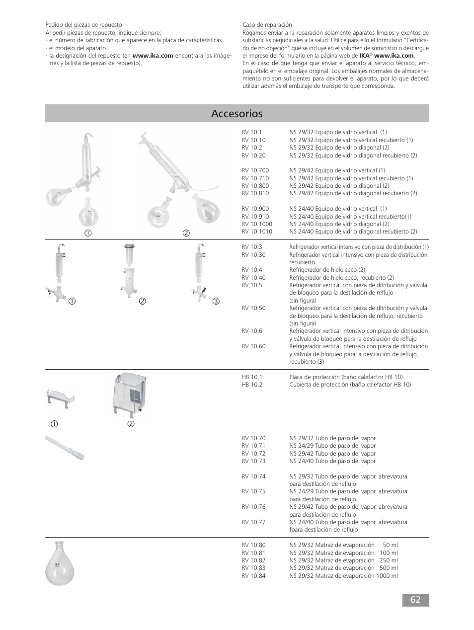 Accesorios | IKA RV 10 digital FLEX User Manual | Page 62 / 84