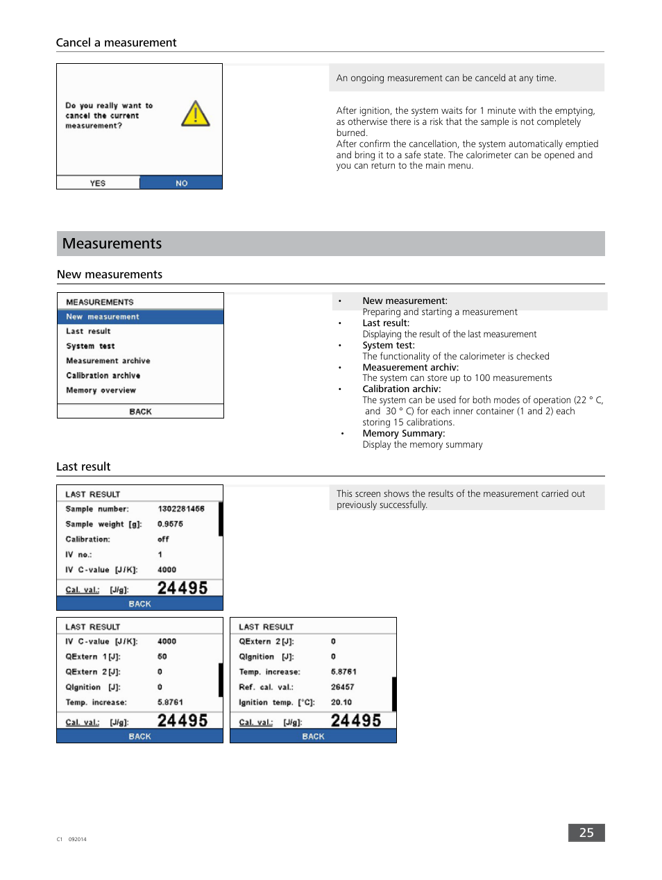 Measurements | IKA C 1 Package 1/10 User Manual | Page 25 / 44