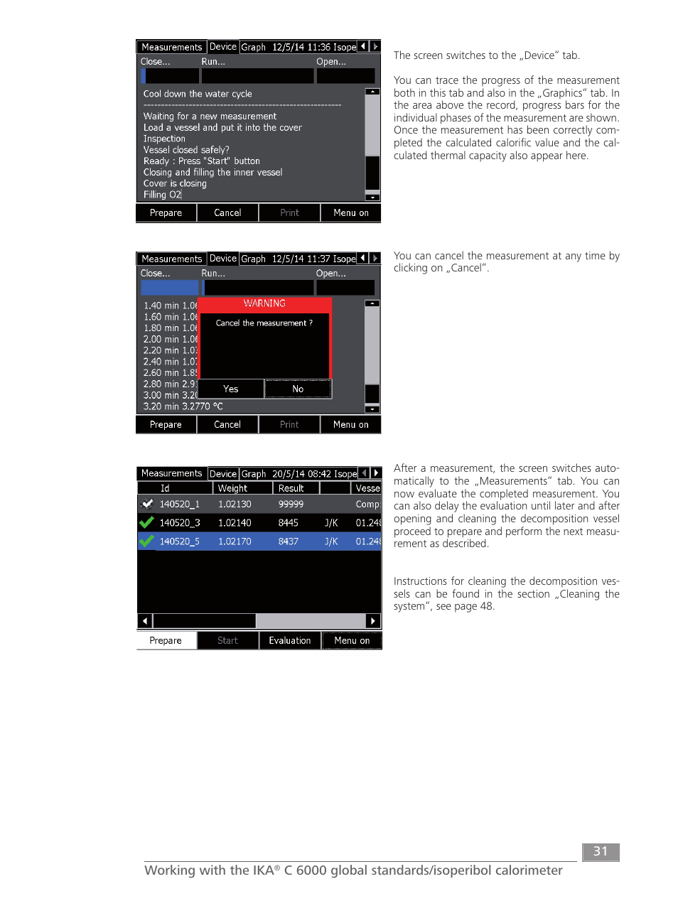 IKA C 6000 isoperibol Package 2/12 User Manual | Page 31 / 64