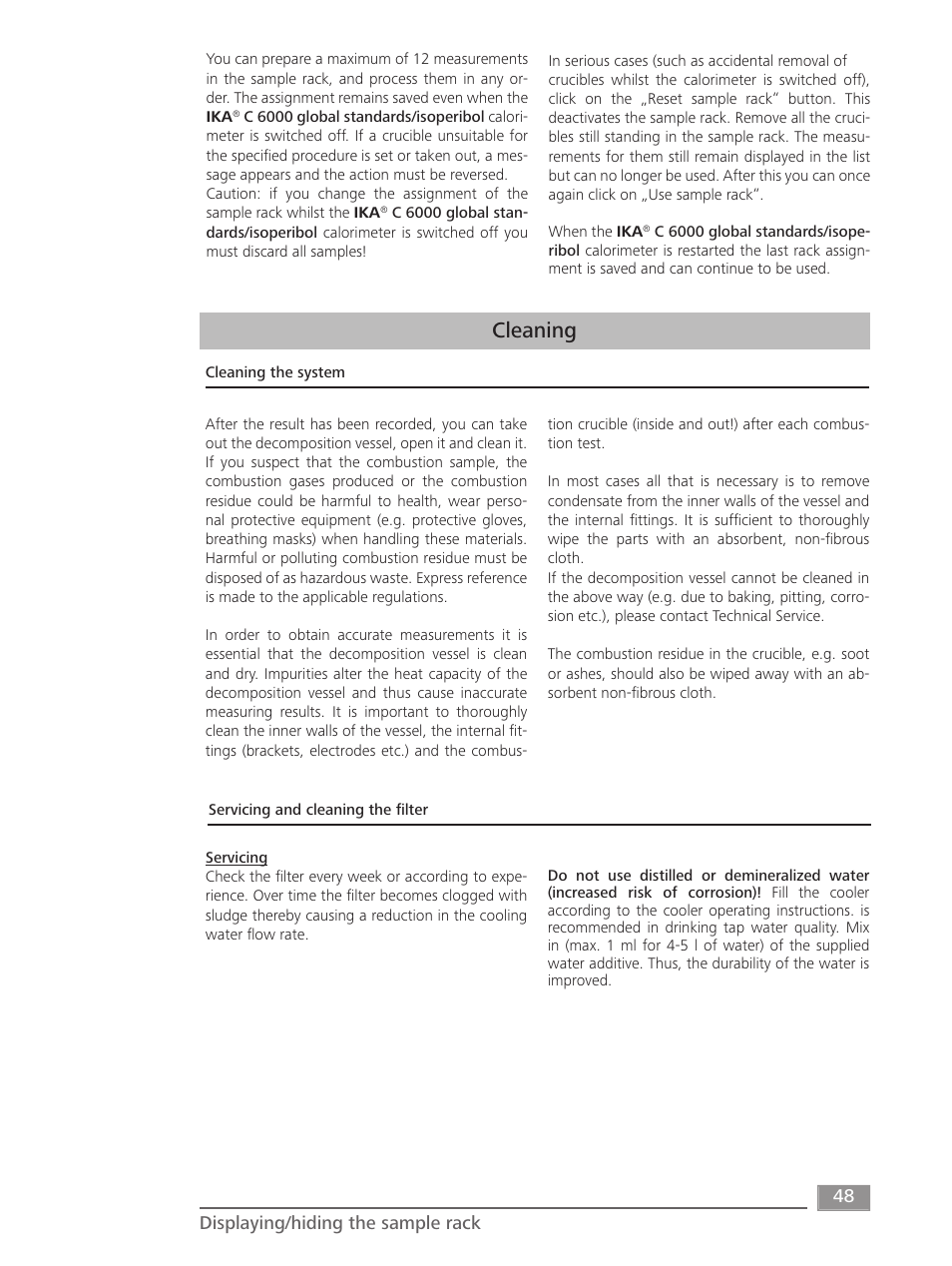 Cleaning | IKA C 6000 isoperibol Package 2/12 User Manual | Page 48 / 64