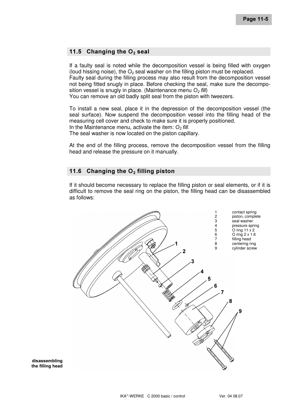 Kdqjlqj wkh 2, Vhdo, Iloolqj slvwrq | IKA C 2000 control User Manual | Page 77 / 92