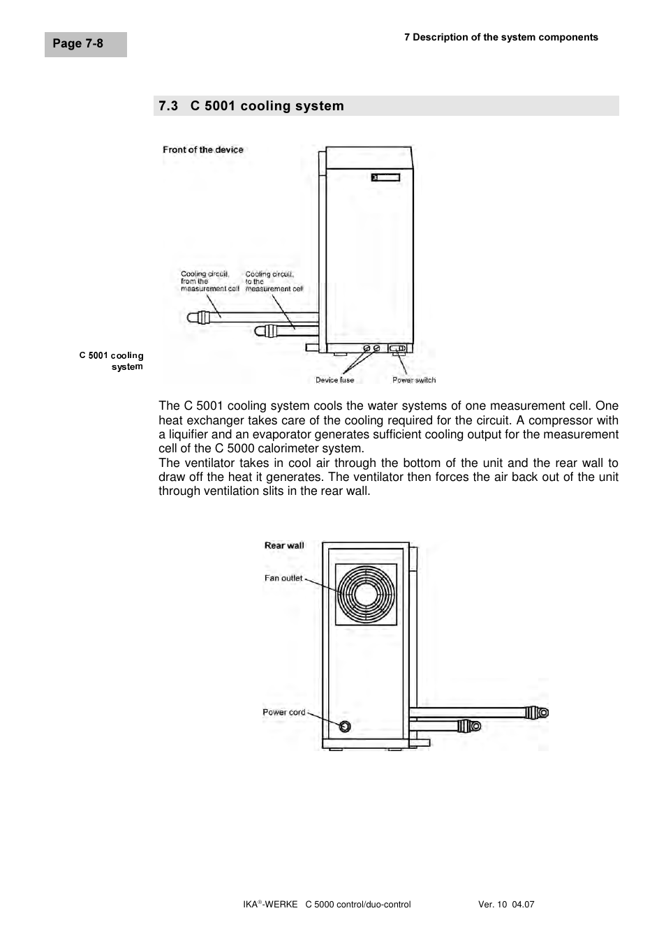 Frrolqj v\vwhp | IKA C 5000 control Package 2/12 User Manual | Page 30 / 128