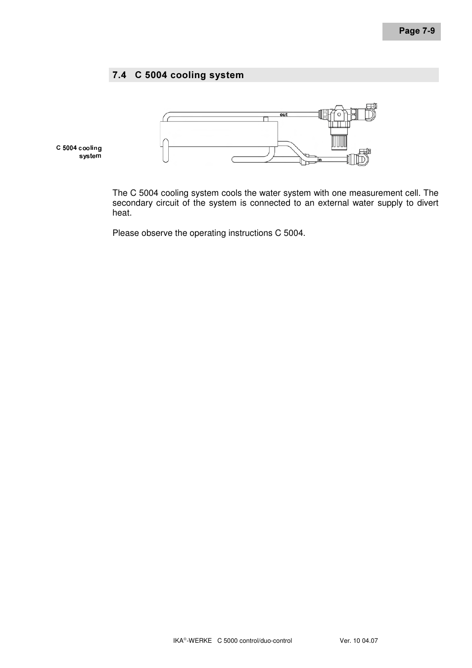 Frrolqj v\vwhp | IKA C 5000 control Package 2/12 User Manual | Page 31 / 128