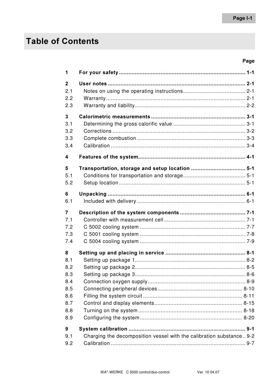 7deoh ri &rqwhqwv | IKA C 5000 control Package 2/12 User Manual | Page 5 / 128